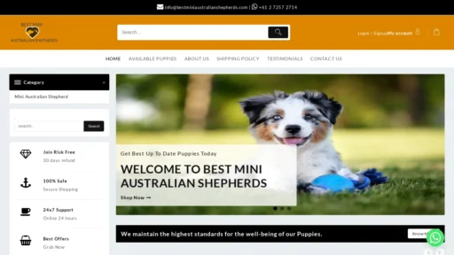 A screenshot of Bestminiaustralianshepherds.com