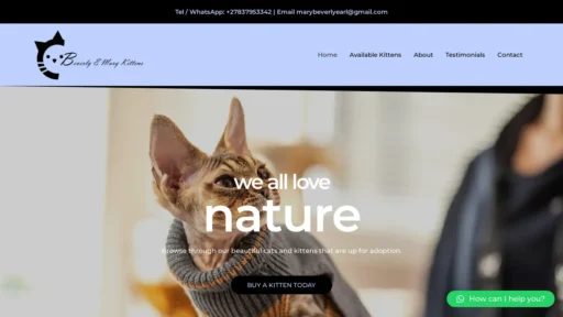 A screenshot of Beverlyemarykittens.co.za