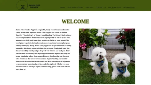 A screenshot of Bichonfriseparadise.com