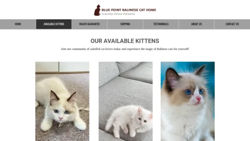 A screenshot of Bluebalineseforsale.com