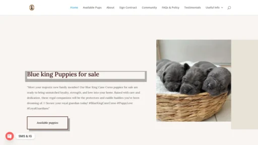 A screenshot of Bluekingcanecorso.com