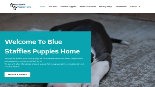 A screenshot of Bluestaffiepupshome.com