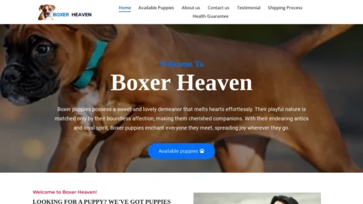 A screenshot of Boxerheaven.com