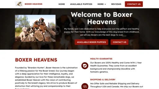 A screenshot of Boxerheavens.com
