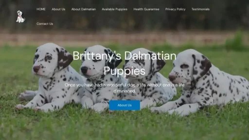 A screenshot of Brittanysdalmatianpuppies.com