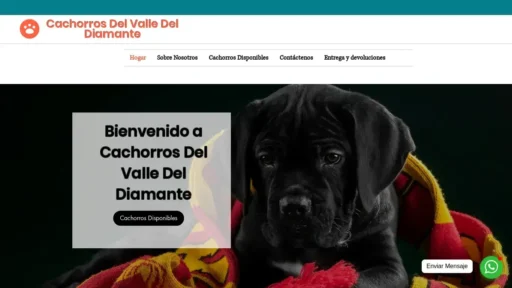 A screenshot of Cachorrosdelvallediamante.com