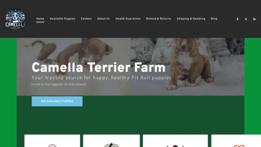 A screenshot of Camellaterrierfarm.com
