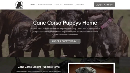 A screenshot of Canecorsopuppyshome.com