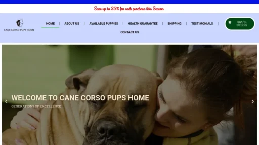 A screenshot of Canecorsopupshome.com