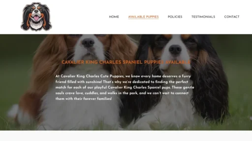 A screenshot of Cavalierkingcharlescutepuppies.com