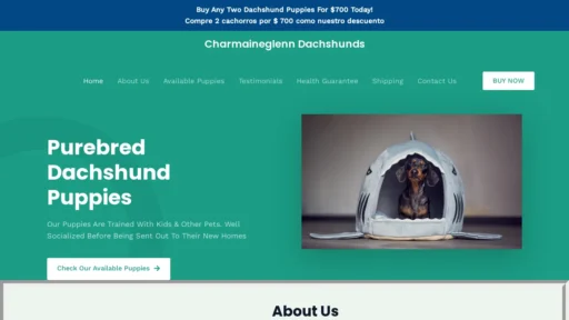 A screenshot of Charmaineglenndachshunds.com
