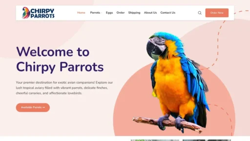 A screenshot of Chirpyparrots.com