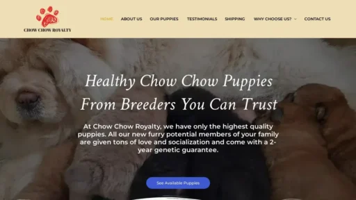 A screenshot of Chowchowroyalty.com
