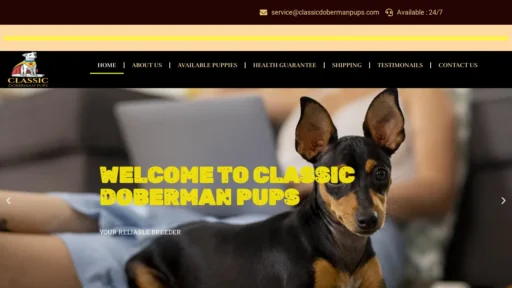 A screenshot of Classicdobermanpups.com