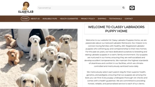 A screenshot of Classylabpuppies.com