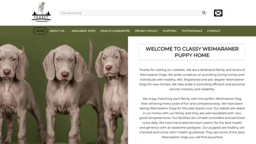 A screenshot of Classyweimaraner.com