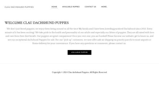 A screenshot of Claudachshundpuppies.com