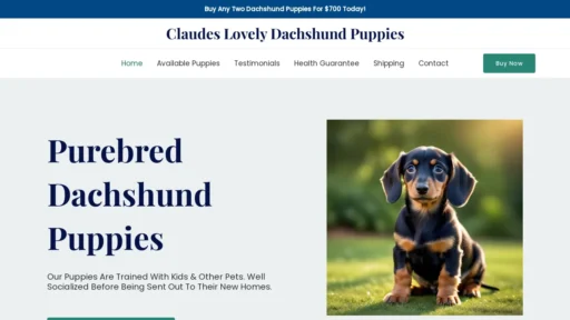 A screenshot of Claudeslovelydachshundpuppies.com