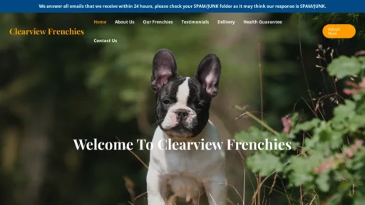 A screenshot of Clearviewfrenchies.com