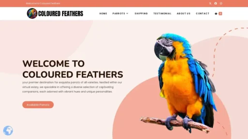 A screenshot of Colouredfeathers.com