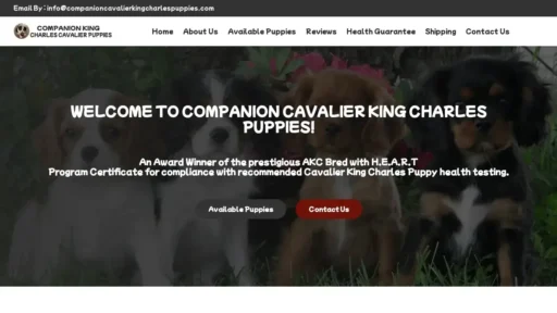 A screenshot of Companioncavalierkingcharlespuppies.com