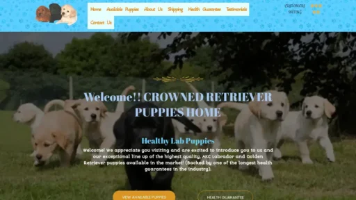 A screenshot of Crownedretrieverpuppies.com