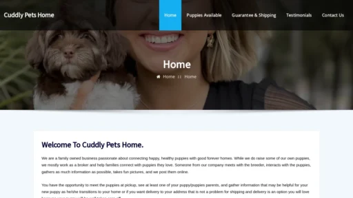 A screenshot of Cuddlypetshome.co.za