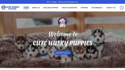 A screenshot of Cutehuskypuppies.com