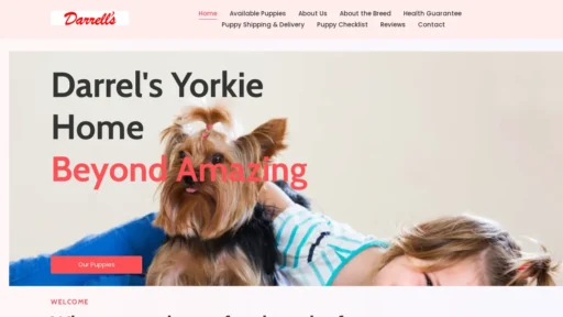 A screenshot of Darrelsyorkies.com