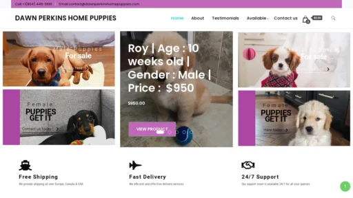A screenshot of Dawnperkinshomepuppies.com