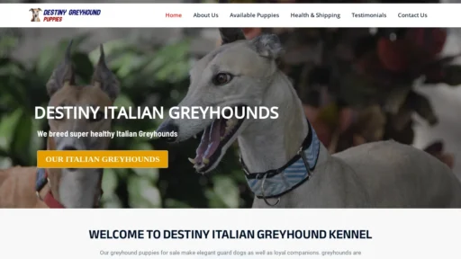A screenshot of Destinyitaliangreyhoundforsale.com
