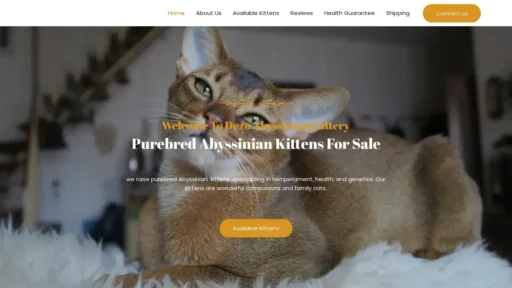 A screenshot of Dezoabyssiniancattery.com