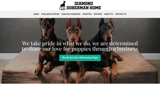 A screenshot of Diamonddobermanhome.com