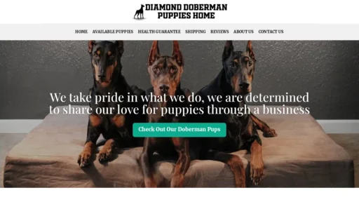 A screenshot of Diamonddobermanpuppieshomes.com
