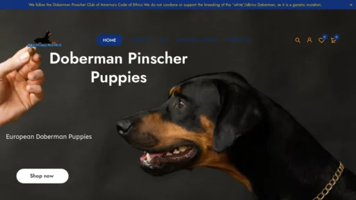 A screenshot of Dobermannpuppiesforsalellc.shop