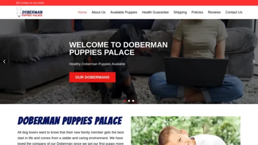 A screenshot of Dobermanpuppiespalace.com