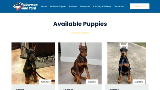 A screenshot of Dobermanvineyard.com