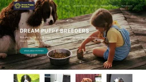 A screenshot of Dreampuppybreeders.com