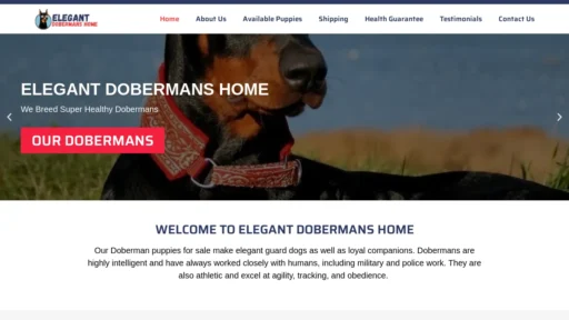 A screenshot of Elegantdobermanshome.com