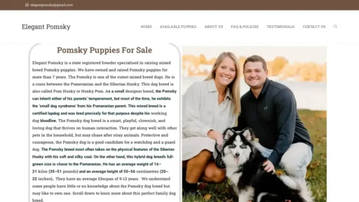 A screenshot of Elegantpomsky.com