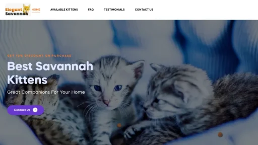 A screenshot of Elegantsavannahkittens.com