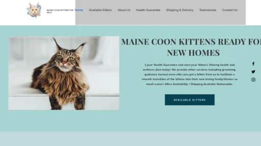 A screenshot of Elitemainecoonforsale.com