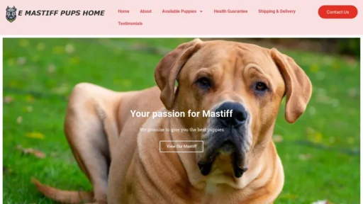 A screenshot of Emastiffspupshome.com
