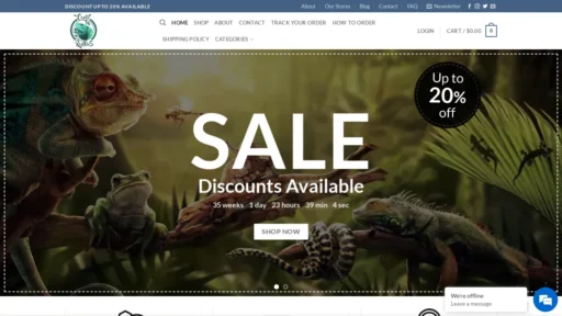 A screenshot of Exoticreptilesales.com