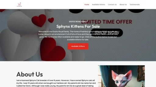 A screenshot of Exoticroyalfamily.com