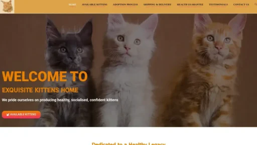 A screenshot of Exquisitekittenshome.com