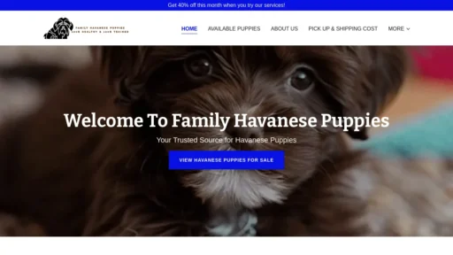 A screenshot of Familyhavanesepuppies.com
