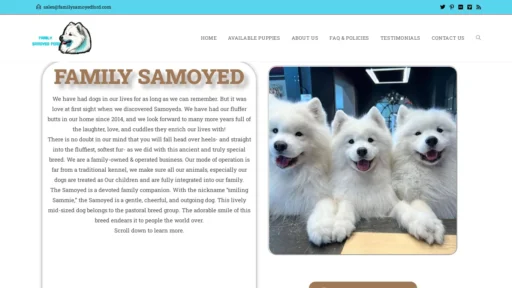 A screenshot of Familysamoyedford.com