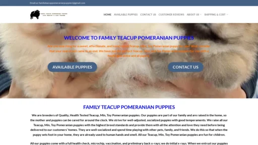 A screenshot of Familyteacuppomeranianpuppies.shop