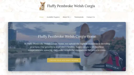 A screenshot of Fluffypembrokewelshcorgis.com